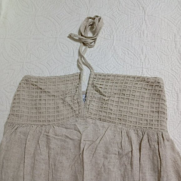 TIFFISI Beige Halter Maxi Dress With Smocked Bodice & Tie-Back Womens Size S - Picture 5 of 9